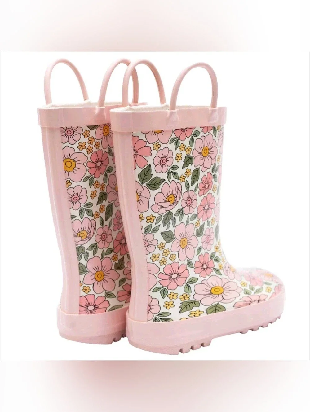 Hudson Baby Girls Rain Boots Pink Yellow Pretty Floral